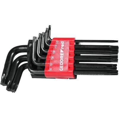Jogo de Chaves Hexalobular Tipo l R36405009 T10 a T50 9 Peças Aço Cromo Vanádio Suporte Plástico