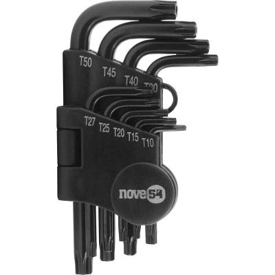 Jogo de Chaves Hexalobular T10 a T50 com 9 Peças Fosfatizado Preto com Furo Guia Vonder