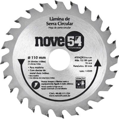 Lâmina de Serra Circular 4668111224 Metal Duro Vídea Corte Madeira 110mm 20mm 24 Dentes