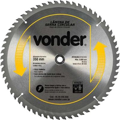 Lâmina de Serra Circular 350 mm X 30 mm 60 Dentes Metal Duro Vídea Vonder