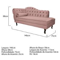 Diva Recamier Diana 140Cm Lado Direito Linho - Doce Sonho Móveis Cor Cinza Escuro - 6