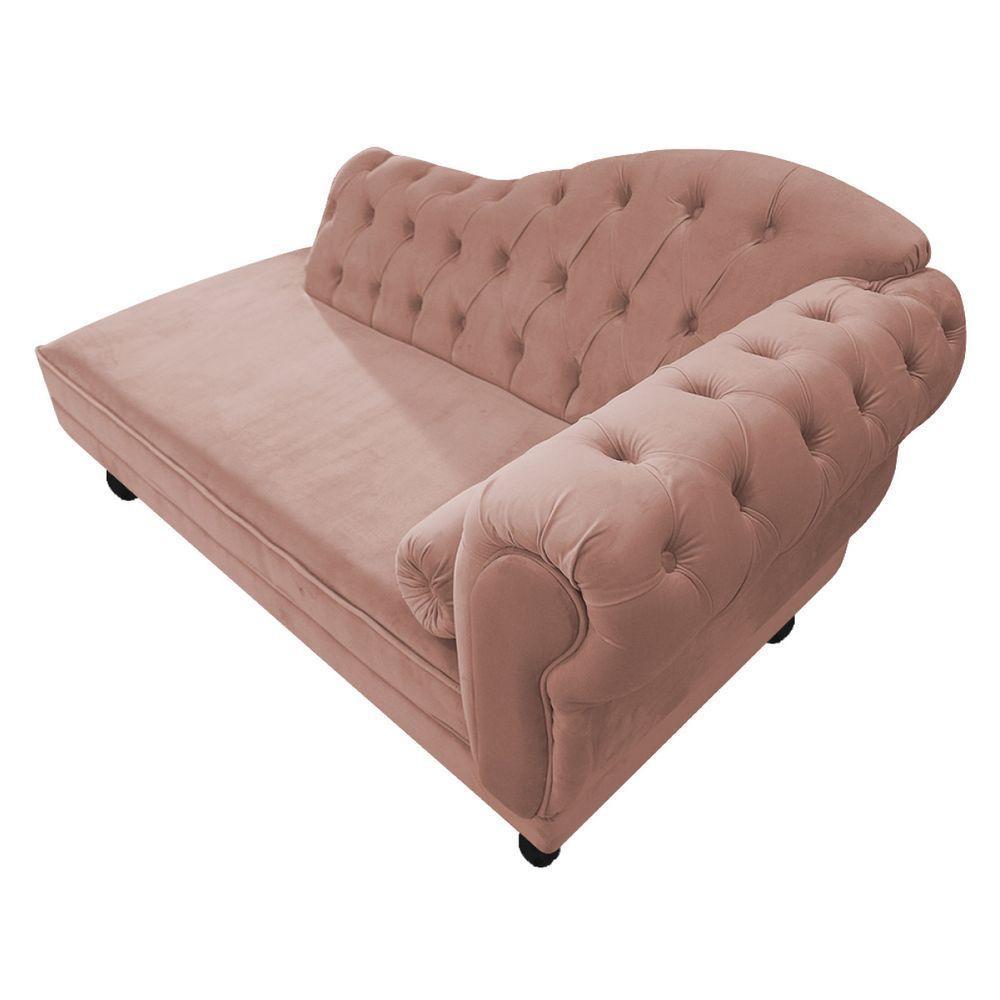 Diva Recamier Diana 130Cm Lado Esquerdo Suede - Amarena Móveis Cor Rosê - 4