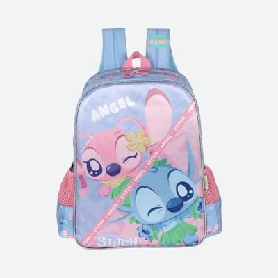 Mochila Infantil de Costas Luxcel Stitch e Angel Poliéster Lilás Infantil