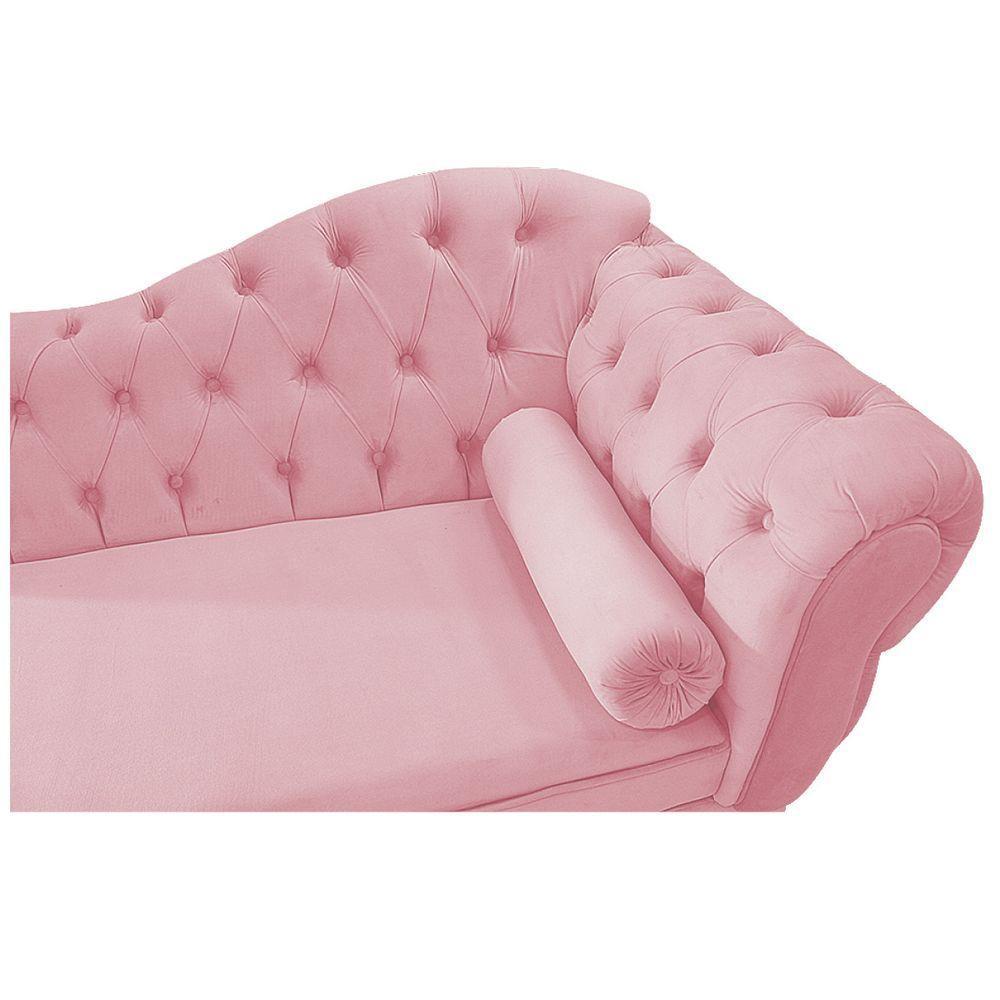 Diva Recamier Diana 130Cm Lado Esquerdo Suede - Amarena Móveis Cor Rosa Bebê - 3