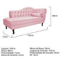 Diva Recamier Diana 130Cm Lado Esquerdo Suede - Amarena Móveis Cor Rosa Bebê - 5