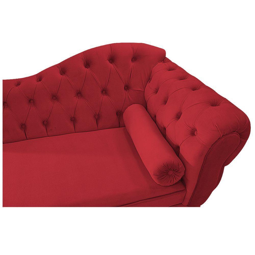 Diva Recamier Diana 130Cm Lado Esquerdo Suede - Amarena Móveis Cor Vermelho - 3