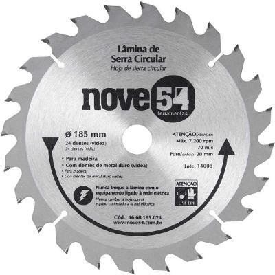 Lâmina de Serra Circular Nove54 Ostenvonder 4668185024 Metal Duro Vídea 185mm X 20mm 24 Dentes