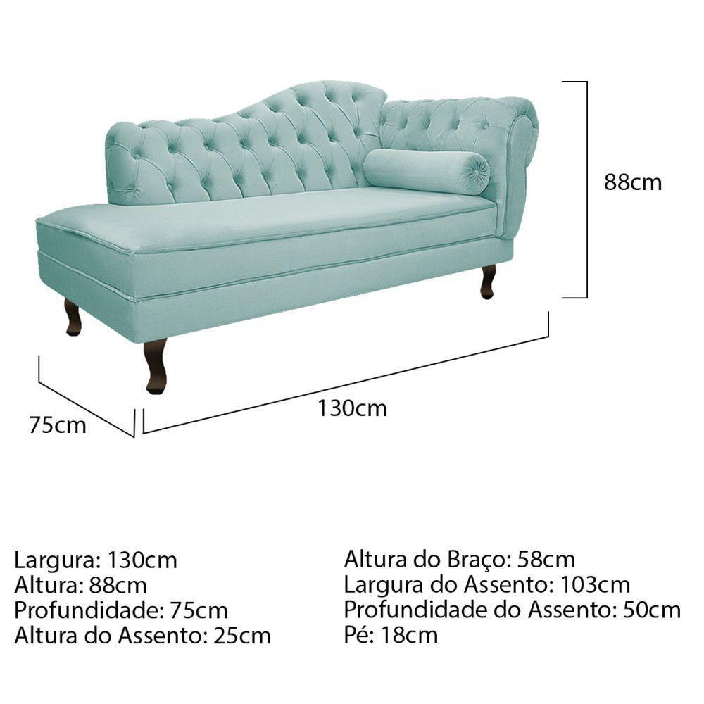 Diva Recamier Diana 130Cm Lado Esquerdo Suede - Amarena Móveis Cor Azul Tiffany - 5