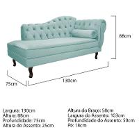 Diva Recamier Diana 130Cm Lado Esquerdo Suede - Amarena Móveis Cor Azul Tiffany - 5