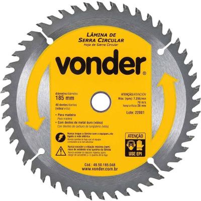 Lâmina de Serra Circular 4650185048 para Cortar Madeiras Metal Duro Vídea 185mm X 20mm 48 Dentes