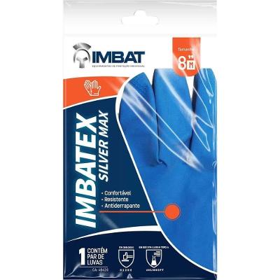 Luva de Segurança de Látex LV-LAZVS-8 Antiderrapante Palma e Dedos Azul Imbat