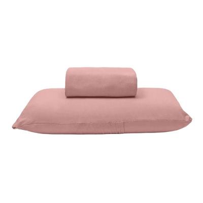 Jogo de Lençol Solteiro Basic Liso Malha 100% Algodão 2 Peças Rosa Pastel Buettner