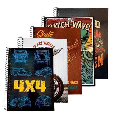 Caderno OEM Universitário Capa Dura Espiral 80 Folhas Kit 5 Masculino