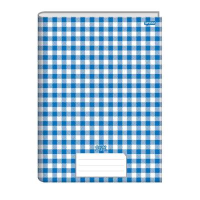 Caderno OEM Brochurão Capa Dura 96 Folhas Kit 5 Unidades Xadrez Azul