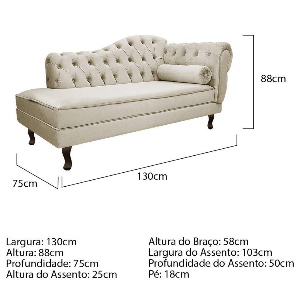 Diva Recamier Diana 130Cm Lado Esquerdo Linho - Amarena Móveis Cor Bege - 5