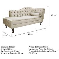 Diva Recamier Diana 130Cm Lado Esquerdo Linho - Amarena Móveis Cor Bege - 5