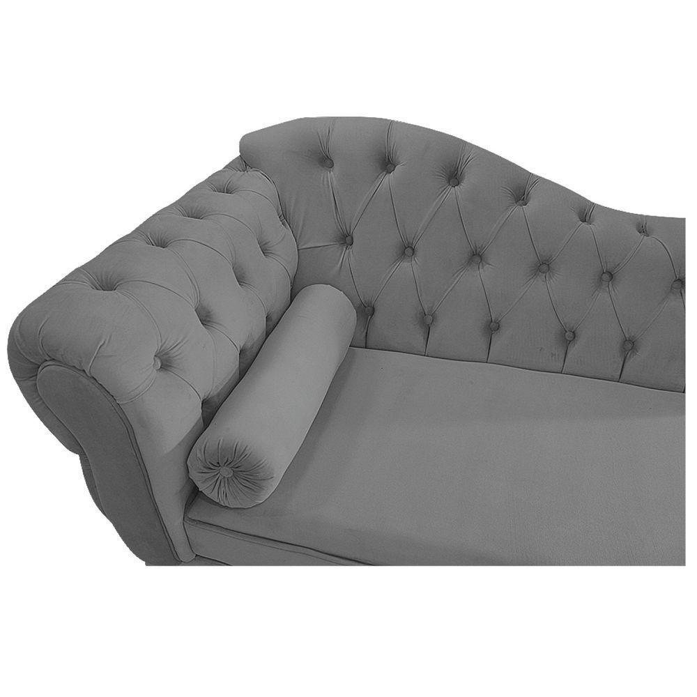 Diva Recamier Diana 130Cm Lado Direito Suede - Amarena Móveis Cor Cinza - 3