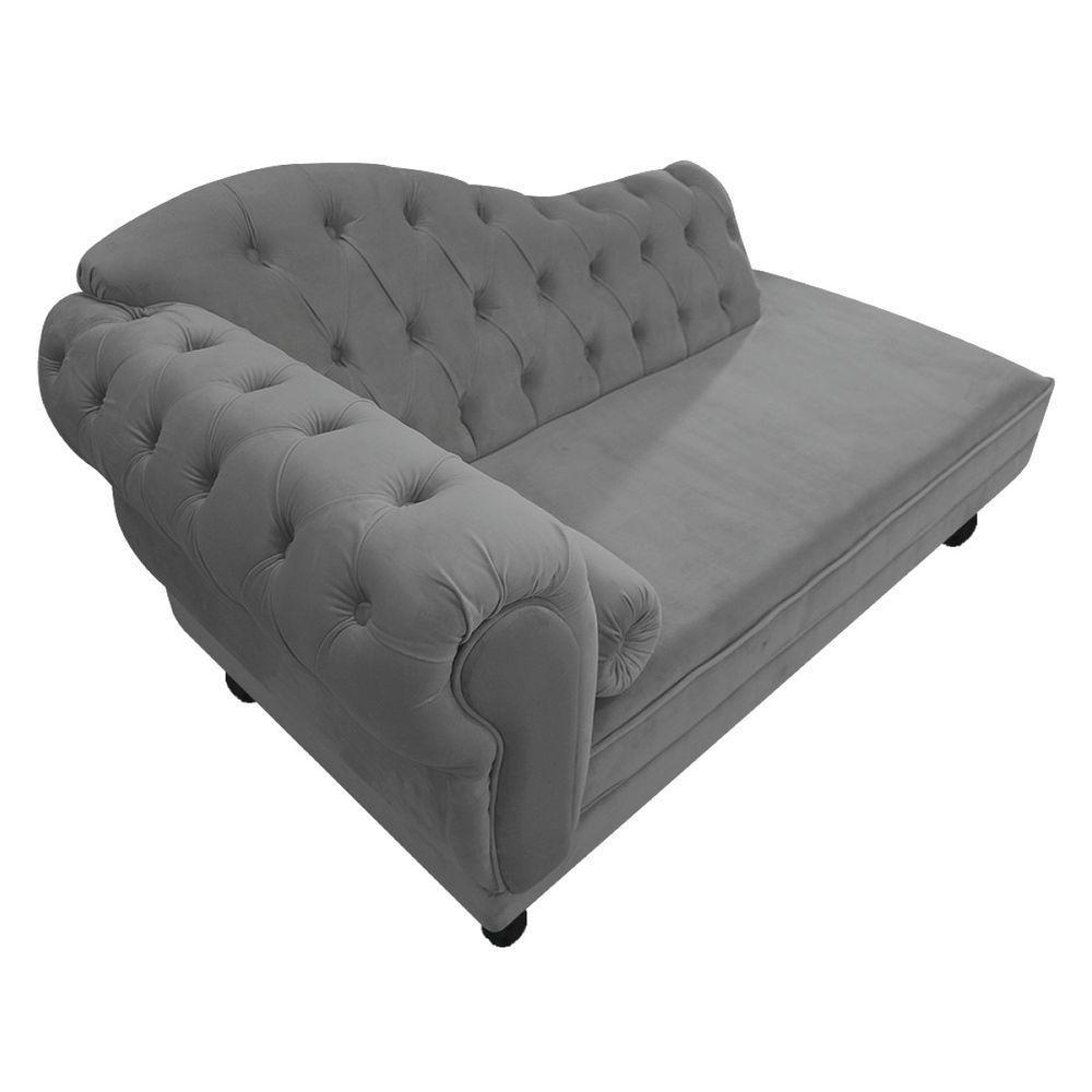 Diva Recamier Diana 130Cm Lado Direito Suede - Amarena Móveis Cor Cinza - 5