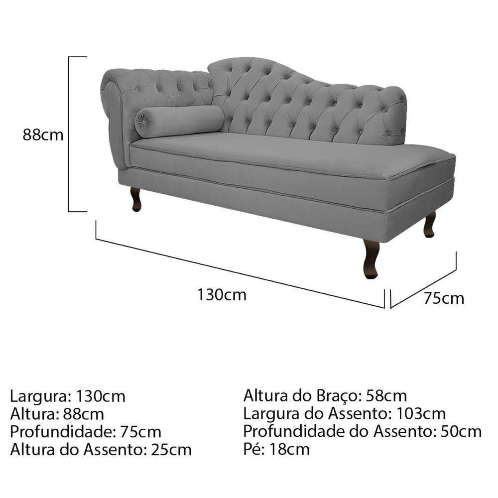 Diva Recamier Diana 130Cm Lado Direito Suede - Amarena Móveis Cor Cinza - 7