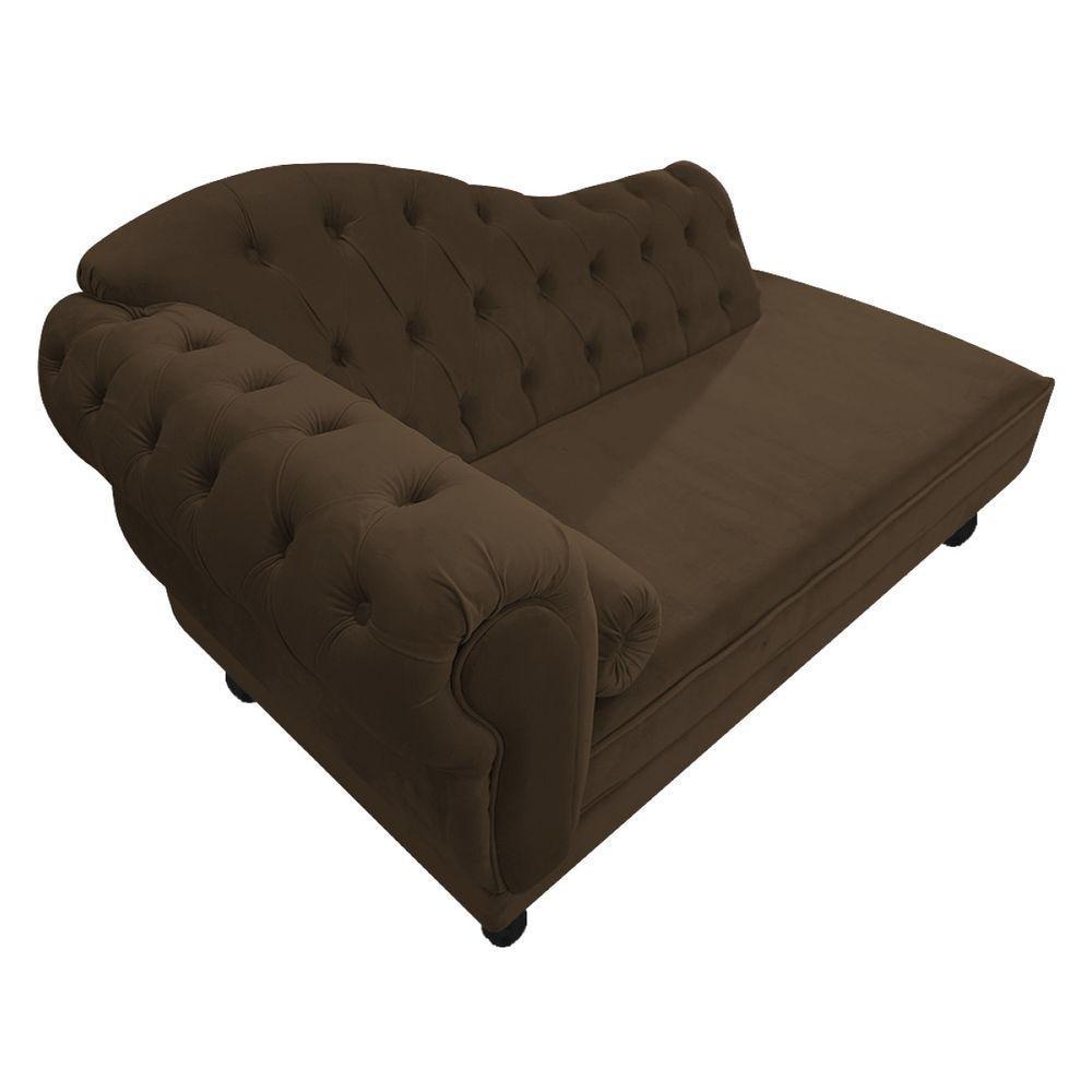 Diva Recamier Diana 130Cm Lado Direito Suede - Amarena Móveis Cor Marrom - 4