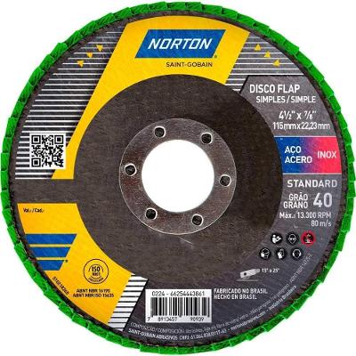 Disco Flap de Desbaste Acabamento R244 Standard Grao 40 115mm Norton