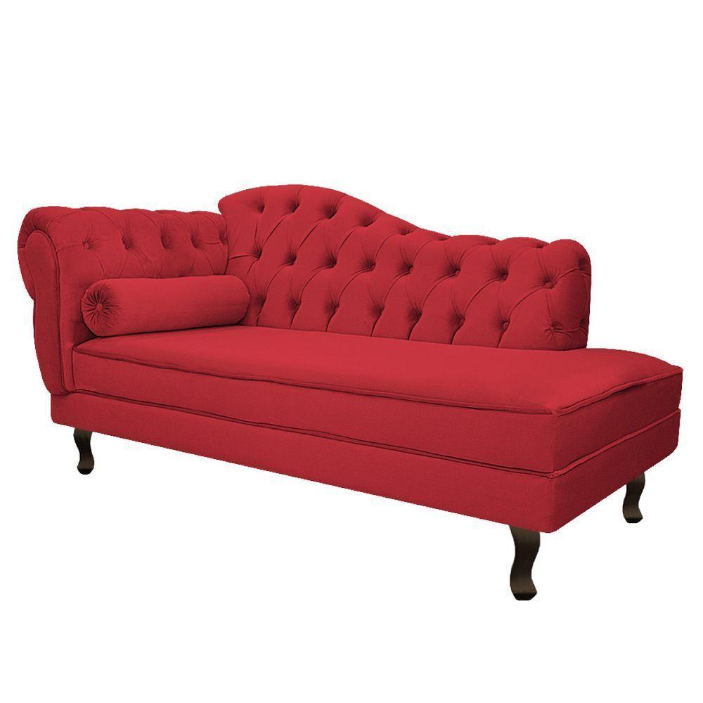 Diva Recamier Diana 130Cm Lado Direito Suede - Amarena Móveis Cor Vermelho - 1