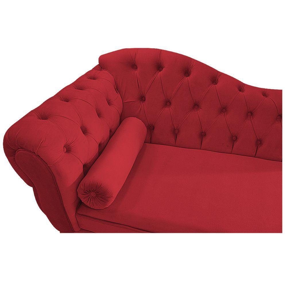 Diva Recamier Diana 130Cm Lado Direito Suede - Amarena Móveis Cor Vermelho - 3