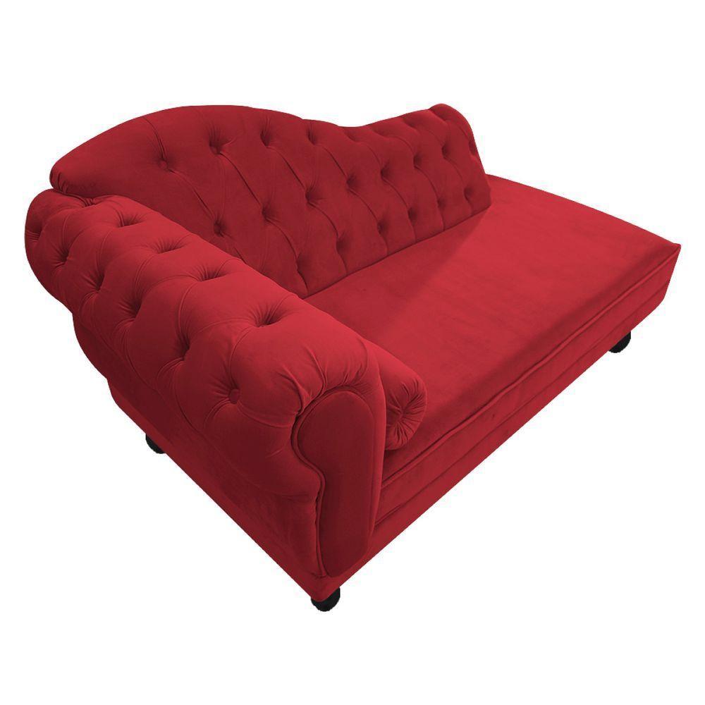 Diva Recamier Diana 130Cm Lado Direito Suede - Amarena Móveis Cor Vermelho - 4