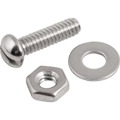 Parafuso Máquina com Porca e Arruela 3-16 X 3-4 Aço Inox Cabeça Redonda Fenda Simples Vonder
