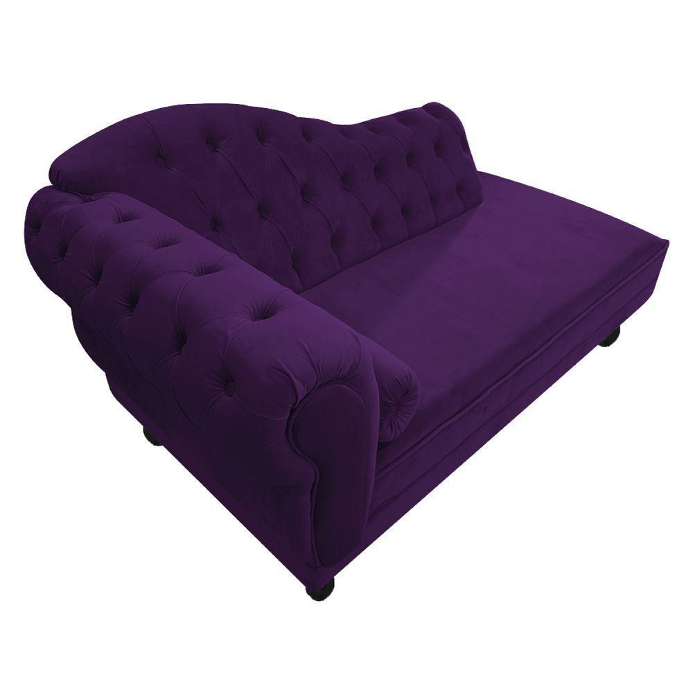 Diva Recamier Diana 130Cm Lado Direito Suede - Amarena Móveis Cor Roxo - 4