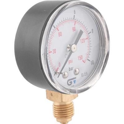 Manômetro Vertical 3820 010 Uso Geral Dupla Escala 0-10 Bar 0-150 lbf-pol2 PSI Genebre