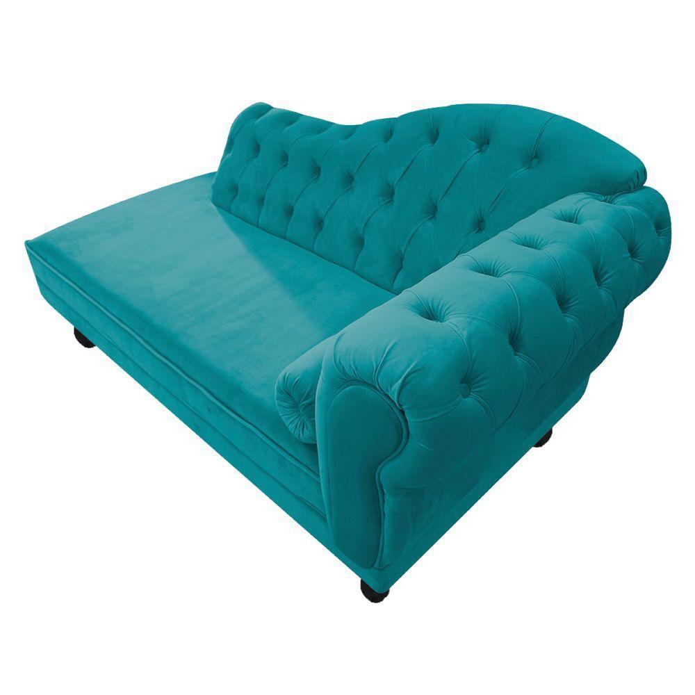 Diva Recamier Diana 130Cm Lado Esquerdo Suede - Amarena Móveis Cor Azul Turquesa - 4
