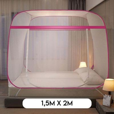 Mosquiteiro Tenda Cama Dobrável Protetor Rede Poliéster 150CM X 200CM Rosa OEM