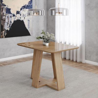 Mesa de Jantar Lins 4 Lugares Retangular MDF Vidro 120CM Amadeirado Móveis Henn
