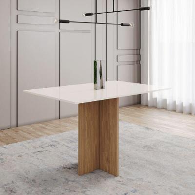 Mesa de Jantar Kira 4 Lugares Retangular MDF 120CM Off White Móveis Henn