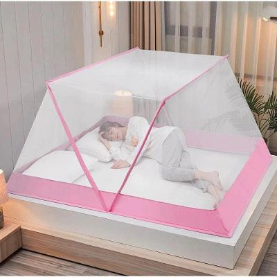 Mosquiteiro Portátil Dobrável de Poliéster para Cama de Casal 135x190x80cm Rosa Proteção Contra