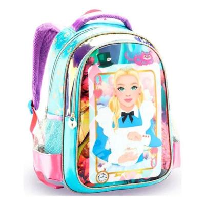 Mochila Infantil Escolar de Costas Denlex Alice Baralho Azul