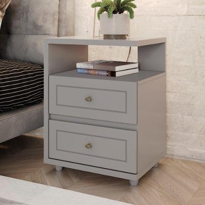 Mesa de Cabeceira Layla 2 Gavetas Americano Cinza Casa 812