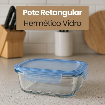 Pote Hermético Retangular para Alimentos Conservação Vidro Borossilicato Transparente Globalmix