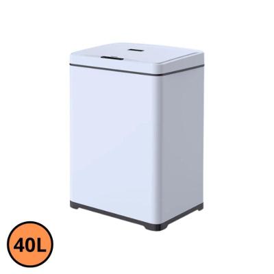 Lixeira com Sensor Retangular 40L Plástico e Aço Abertura Automática Branca Globalmix