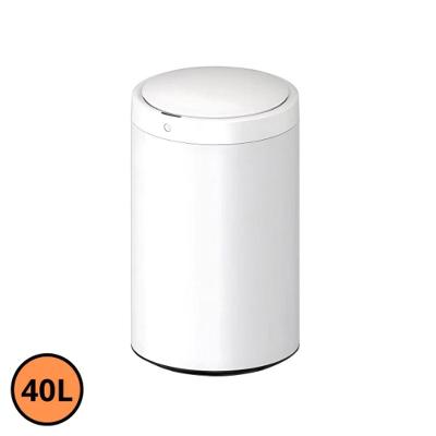 Lixeira Automática com Sensor 40L Aço Inox Redonda Branca Globalmix