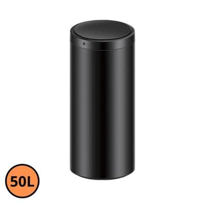 Lixeira Automática com Sensor Redonda 50L Aço Inoxidável Preta Globalmix