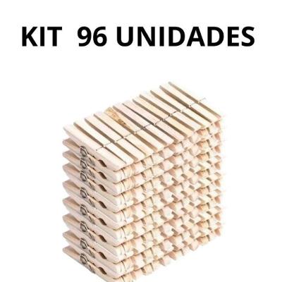 Kit Prendedores de Roupas Madeira Reforcados Antideslizantes para Varal Artesanato 96 Unidades OEM