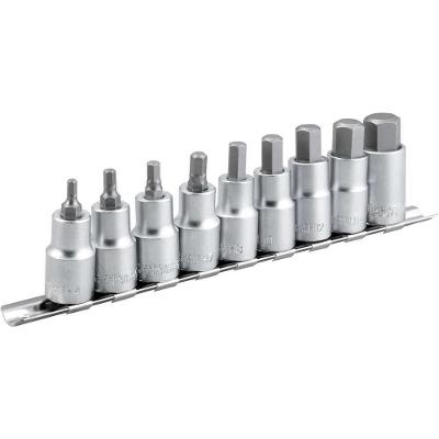Jogo de Soquetes Hexagonais Encaixe 1-2 Aço Cromo Vanádio 9 Peças 4mm a 17mm Vonder