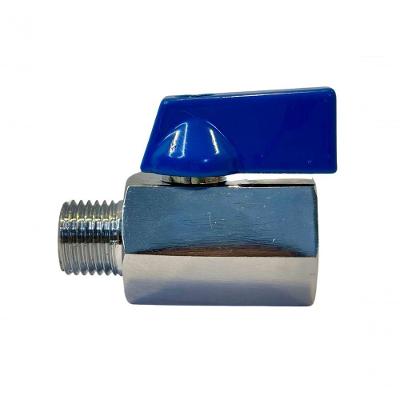 Registro Válvula Esfera Mini Macho X Fêmea Rosca 1-4 Latão Niquelado para Ar e Água Hidraflux