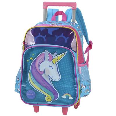 Mochila de Rodinhas Luxcel Up4you Unicórnio Azul 21L Feminino