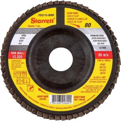 Flap-disc Disco de Desbaste-acabamento FDS115-80NF g 80 Reto Tipo a 4.1-2 115mm Starrett