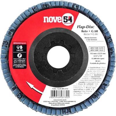 Disco de Desbaste-acabamento Flap-disc Grão 80 4.1-2 115mm Rotação Máxima 13300 RPM