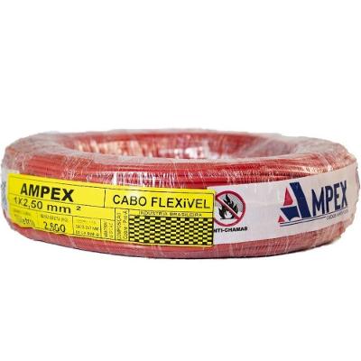 Cabo 1X2,5MM 100 Metros 750V 30 Filamentos Condutor Alucobre Vermelho OEM