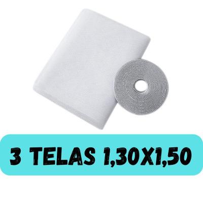Tela Mosquiteira Kit 3 Anti-inseto Janela 130x150CM Poliéster Branco com Velcro Autocolante OEM